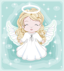 Christmas baby angel with gift