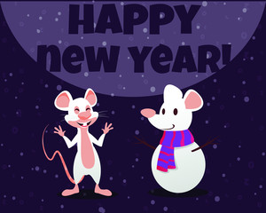 White Rat. Chinese New Year. Year of the rat. Lucky mouse vector illustration