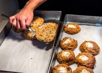 Delicious cookies at a popular cookie shop in New York City.