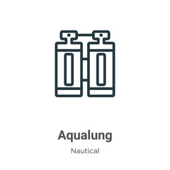 Aqualung outline vector icon. Thin line black aqualung icon, flat vector simple element illustration from editable nautical concept isolated on white background