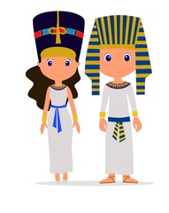  vector illustration egyptians, pharaoh, cleopatra, in suits on a white background