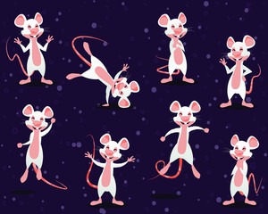 White Rat. Chinese New Year. Year of the rat. Lucky mouse vector illustration