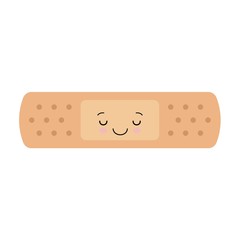 Cute kawaii band aid icon on white background. vector illustration