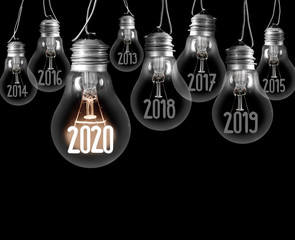 Light Bulbs with New Year 2020