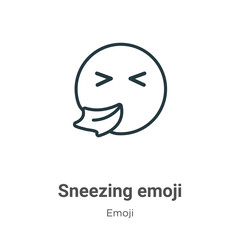 Sneezing emoji outline vector icon. Thin line black sneezing emoji icon, flat vector simple element illustration from editable emoji concept isolated on white background