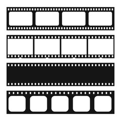 Set of cinema film strip isolated on white background vector illustration. EPS 10