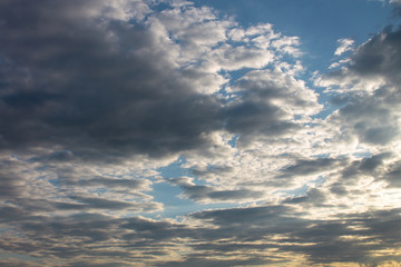 blue sky background with beautiful clouds at sunset