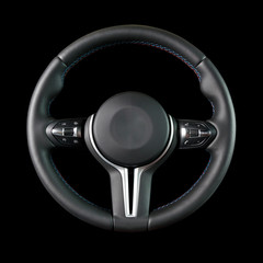 Steering wheel isolated on black background