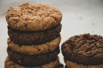 homemade oatmeal cookies with hazelnuts 