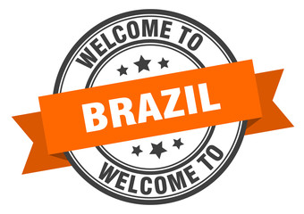 Brazil stamp. welcome to Brazil orange sign
