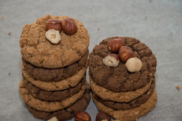 homemade oatmeal cookies with hazelnuts 