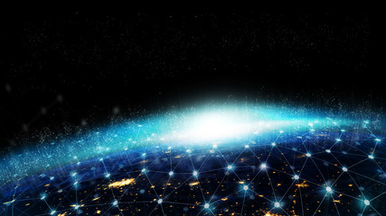 Global network for the exchange of data on the planet Earth.  Elements of this image furnished by NASA.