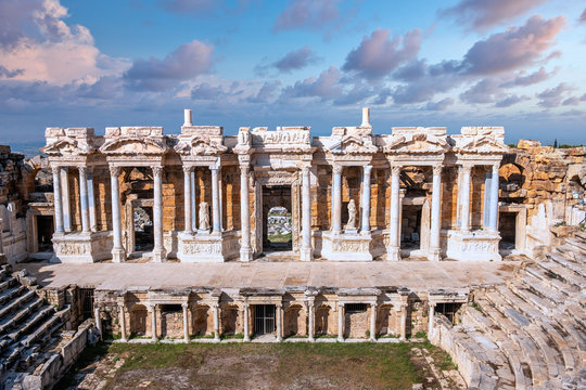 Hierapolis Ancient City, ruins of Hierapolis in Pamukkale, Denizli, Turkey