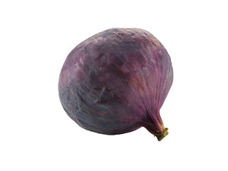 Purple fig isolated on white with copy space for text or images. Soft, sweet fruit, skin is very...