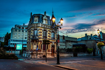 Old house in the beautifull city of Epernay France during Sunset
