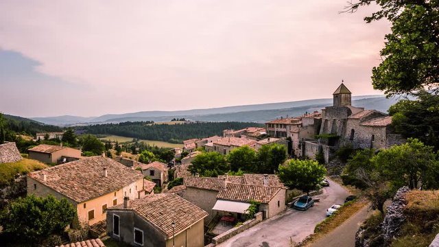 Aurel village in french countryside time lapse