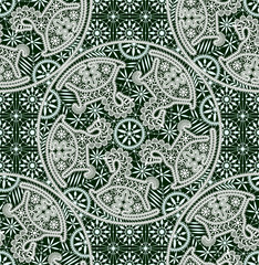 Vector Lace Winter Horses Seamless Pattern