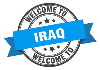 Obraz premium Iraq stamp. welcome to Iraq blue sign