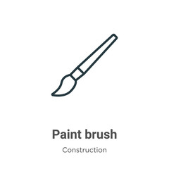 Paint brush outline vector icon. Thin line black paint brush icon, flat vector simple element illustration from editable construction concept isolated on white background