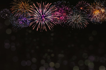 Abstract colored firework background with free space for text