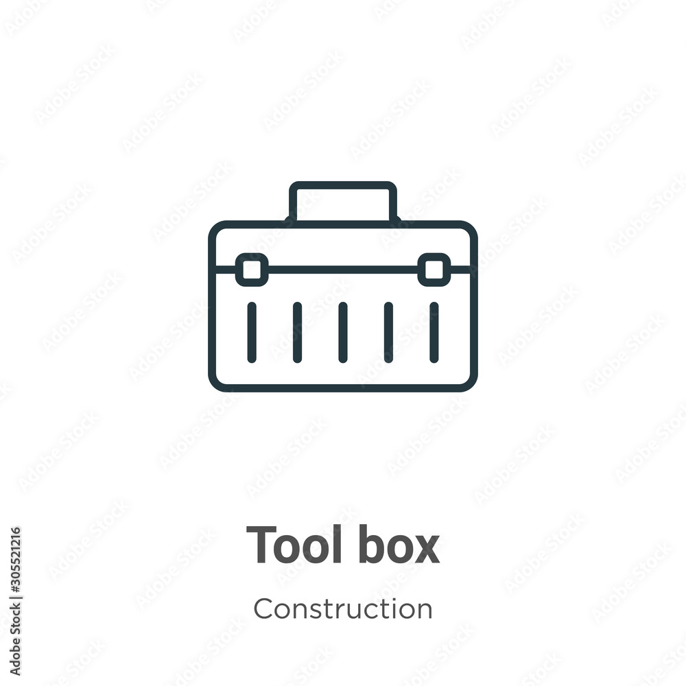Poster tool box outline vector icon. thin line black tool box icon, flat vector simple element illustration