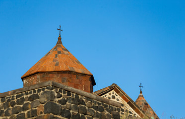 Goshavank monastery. Old armenian architecture. Caucasus mountains 
