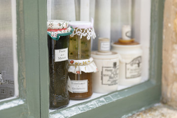 jam jars in window