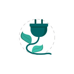 plug and leaf colorful vector flat icon