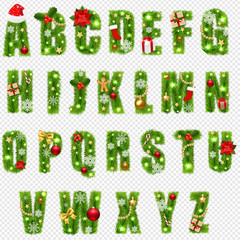 Christmas Alphabet With Christmas Toys Isolated Transparent Background