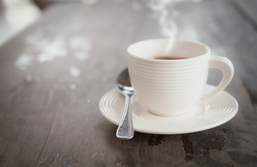 Coffee  on old wooden desk