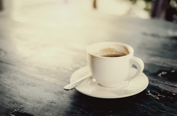 Coffee  on old wooden desk
