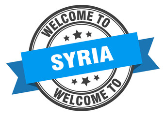 Obraz premium Syria stamp. welcome to Syria blue sign