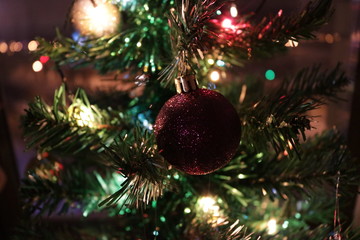 christmas tree with decorations and lights