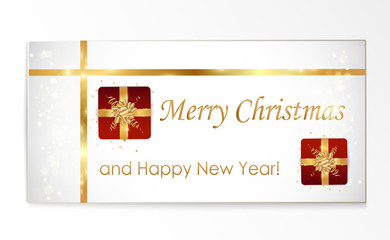 Christmas card. Perfect template for greetings. Holiday card with garlands and snowflakes.