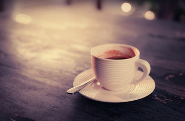 Coffee  on old wooden desk