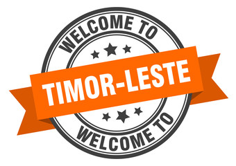 Timor-Leste stamp. welcome to Timor-Leste orange sign