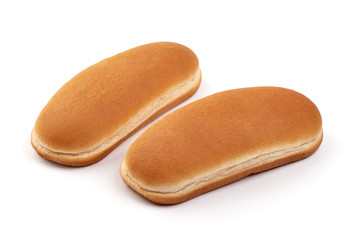 Freshly baked Hot dog bun, isolated on a white background