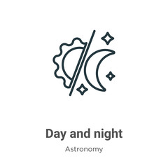 Day and night outline vector icon. Thin line black day and night icon, flat vector simple element illustration from editable astronomy concept isolated on white background