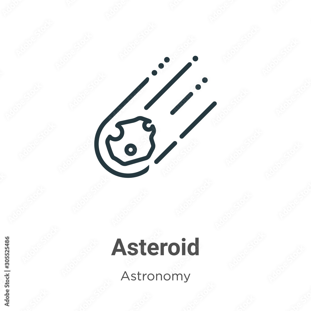 Poster asteroid outline vector icon. thin line black asteroid icon, flat vector simple element illustration