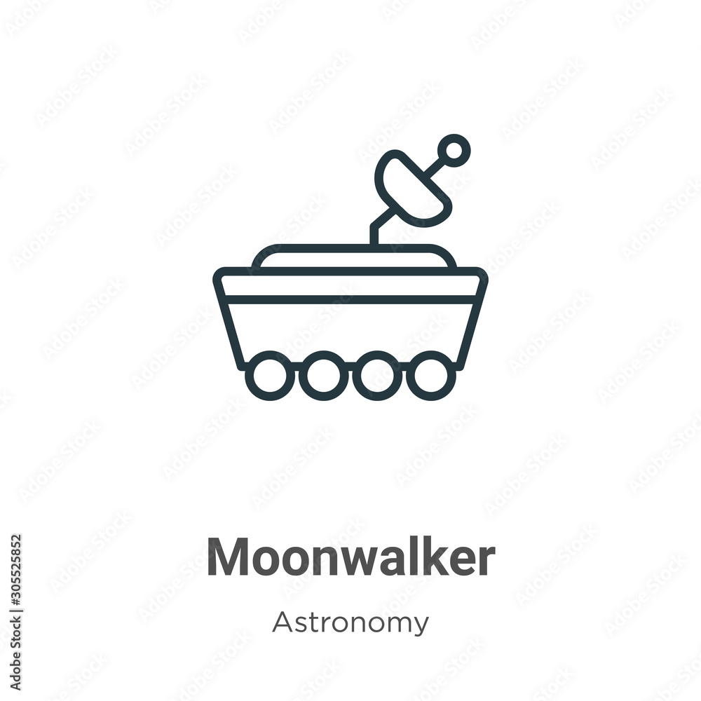 Poster moonwalker outline vector icon. thin line black moonwalker icon, flat vector simple element illustra