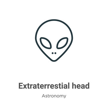 Extraterrestial head outline vector icon. Thin line black extraterrestial head icon, flat vector simple element illustration from editable astronomy concept isolated on white background