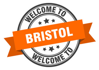 Bristol stamp. welcome to Bristol orange sign