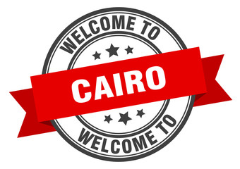 Cairo stamp. welcome to Cairo red sign