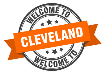 Cleveland stamp. welcome to Cleveland orange sign