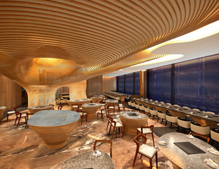 3d render of cafe restaurant