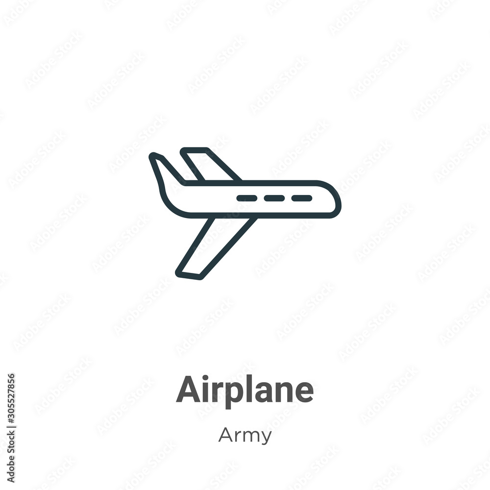 Poster airplane outline vector icon. thin line black airplane icon, flat vector simple element illustration
