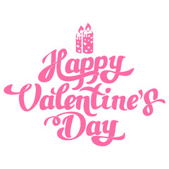 Happy Valentines Day Hand Drawing with candles