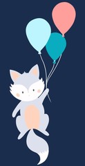Fox with balloons 