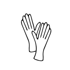 Gloves ink hand drawn sketch, winter holiday design element black outline icon on white