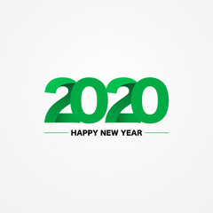 Happy New Year 2020 green logo text design on white background, vector